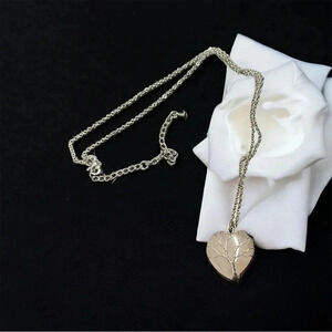 1 LEFT! Silver Tree Rose Heart Silver Necklace